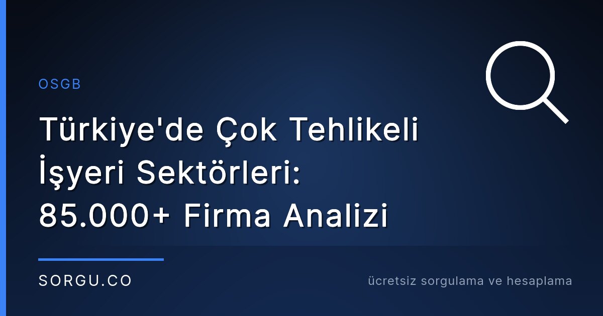 Türkiye'de Çok Tehlikeli İşyeri Sektörleri: 85.000+ Firma Analizi