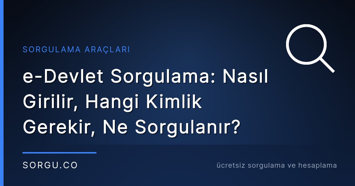 e-Devlet Sorgulama: Nasıl Girilir, Hangi Kimlik Gerekir, Ne Sorgulanır?