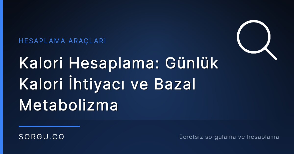 Kalori Hesaplama: Günlük Kalori İhtiyacı ve Bazal Metabolizma