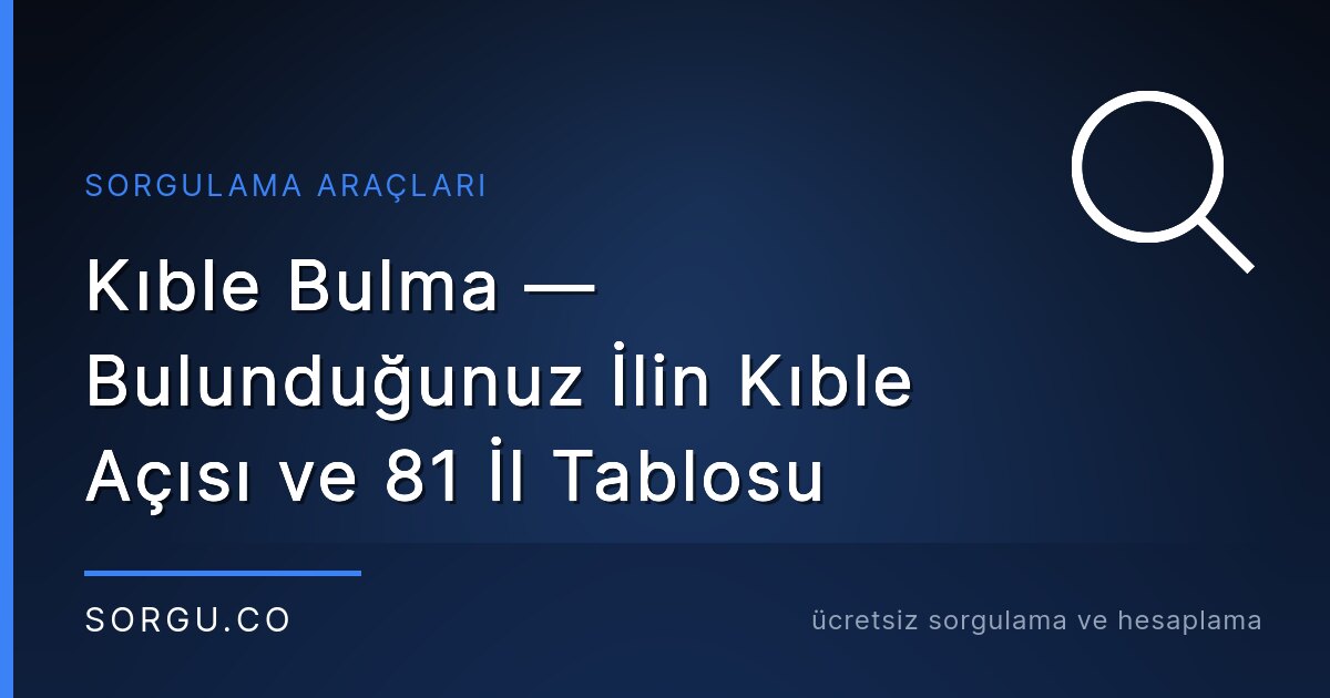 Kıble Bulma — Bulunduğunuz İlin Kıble Açısı ve 81 İl Tablosu